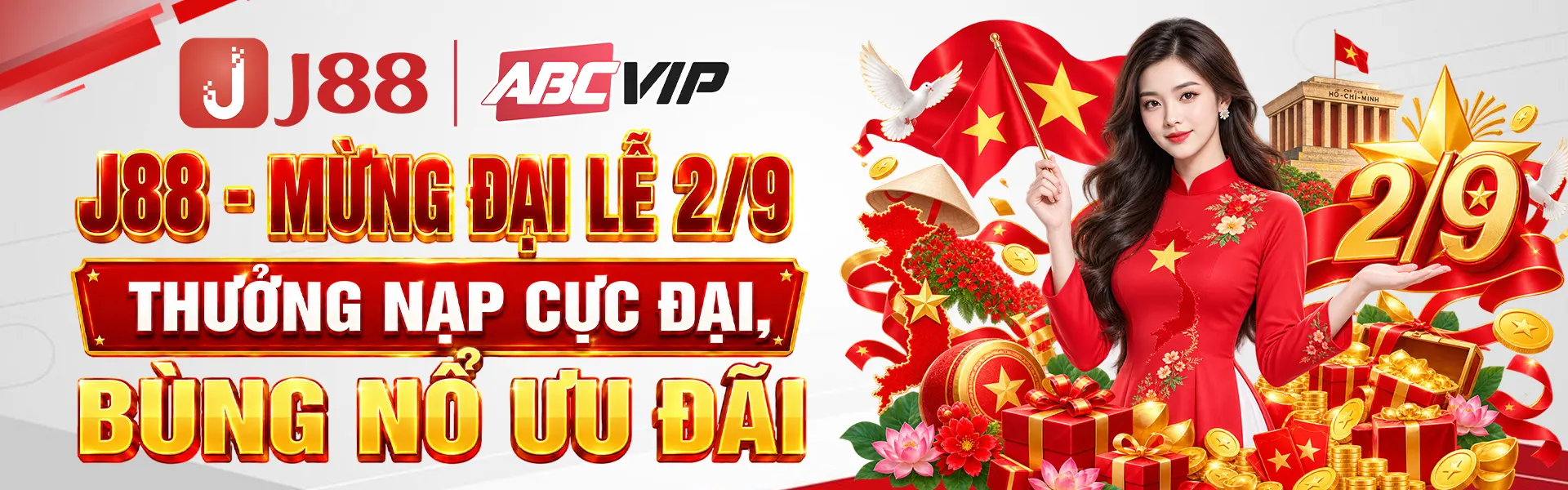 J88 mừng đại lễ 2/9 thưởng nạp cực đã, bùng nổ ưu đãi